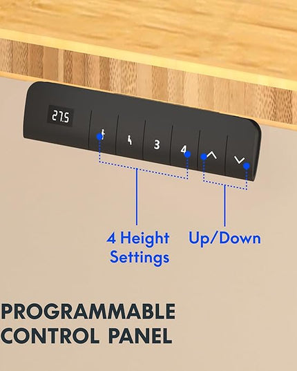 FLEXISPOT E3 Bamboo Dual Motor 72 x 30 Electric Standing Desk Sit Stand Up Desk, Holds 220 lbs, Adjustable Height w/ Memory Presets, Solid Bamboo Desktop & White Frame, Ships in 2 Boxes