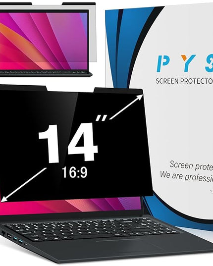 PYS Magnetic Laptop Privacy Screen 14 Inch (16:9 Aspect) - Anti-Glare Blue Light Filter, Removable Privacy Screen Protector Compatible with HP/Dell/Acer/Lenovo/Samsung/ASUS (12.2x6.9inch/ W x H)