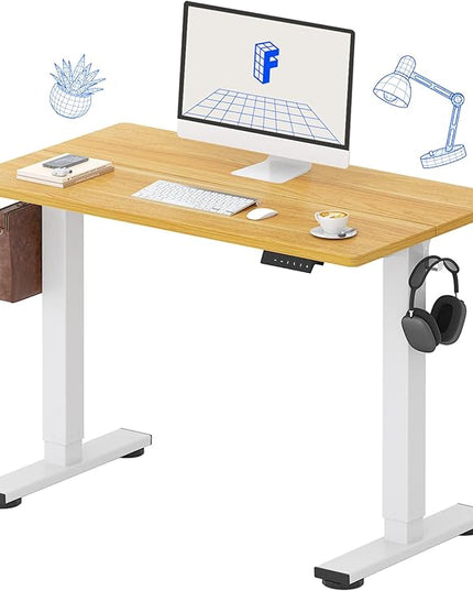 FLEXISPOT 40x24 Inch Electric Height Adjustable Standing Desk for Home & Office, Splice Board Desk for Computer Workstation, Study, or Creative Setup, Maple