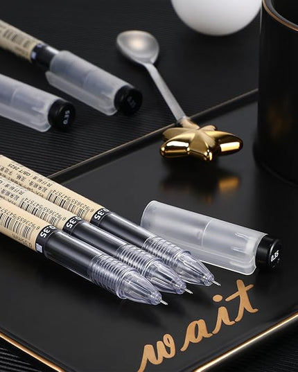 Chinco 12 Pieces 0.35 mm Black Gel Ink Pen Japanese Stationery Extra Fine Chinese Ballpoint Pen for Office School Korean Stationery Supply