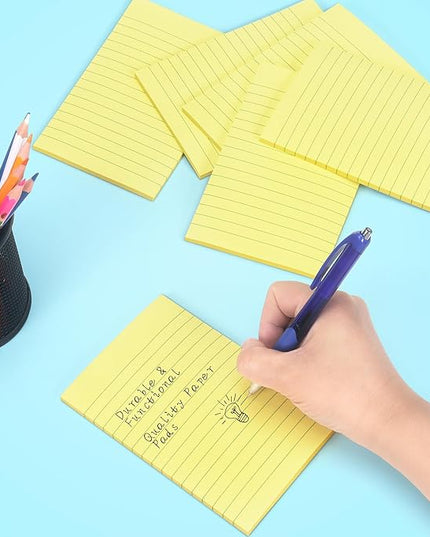 Early Buy 6 Pads Lined Sticky Notes with Lines 4x6 Self-Stick Notes Bright Color Sticky Notes, 45 Sheets/Pad (Yellow)