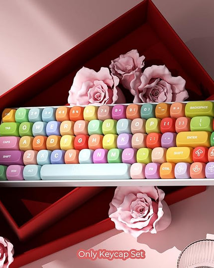 XVX Cute PBT Keycaps, Rainbow Gummy Bear Keycap Set MOA Profile, Dye-Sublimation Keyboard Keycaps Suitable for 60% 65% 75% 80% 96% 100% Layout Mechanical Keyboard with MX Switches