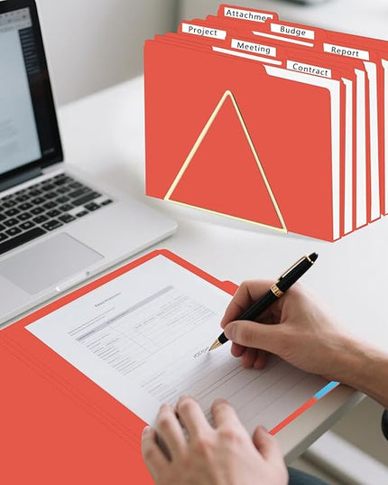 File Folder, HERKKA 30 Pack 1/3 Cut Tab File Folders, File Folders Great for Organizing and Filing, Letter Size, Red