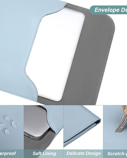 MOSISO Laptop Case 13 inch, 13 inch Laptop Sleeve Compatible with MacBook Air M4 M3 M2 M1 2025-2018 / Pro M2 M1 2025-2016, Faux Suede Leather Case with Small Bag, Baby Blue
