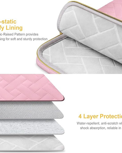 Lacdo 15-15.6 Inch Laptop Sleeve Case for Acer HP Lenovo Dell ASUS Laptop, Acer Aspire 15, HP Pavilion/Envy 15, Dell Latitude 15, Lenovo ThinkPad/IdeaPad 15, ASUS ZenBook 15 Computer Bag, Sakura Pink