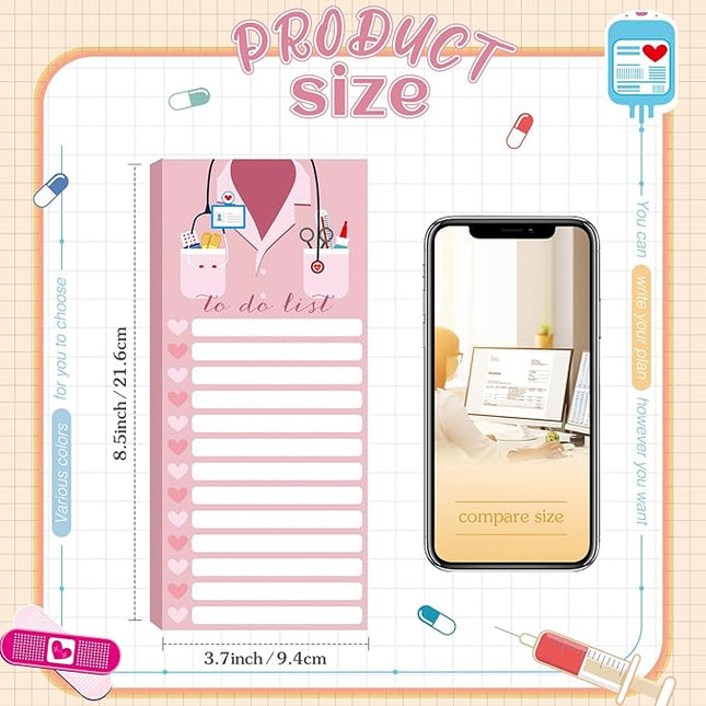 Censen 10 Pack 500 Sheets To Do List Notes Daily Checklist Notepads with 50 Sheets Each Undated Color Memo Pad Block Shopping List Pad Weekly Plan Notepad Organizer Planners(Colorful,Nurse)