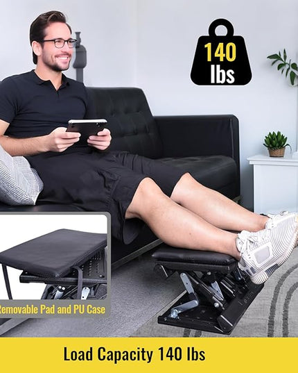 Foot Rest for Under Desk at Work Enlarged, Ergonomic Footrest with Adjustable Height and Angle, Foldable Foot Stool with Removable Pad Massage Beads for Office Gaming Chair Black