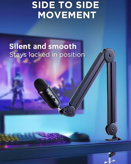 InnoGear Mic Boom Arm Microphone Stand Cable Management for Blue Yeti FIFINE AM8 K669B HyperX QuadCast S SoloCast AT2020 Shure SM7B MV7 and Other Microphone