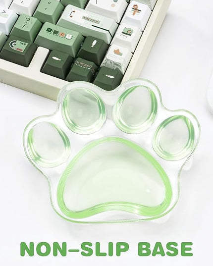 Cat Paw Mouse Wrist Rest, Green Clear Silicone Support Pad, Green Cute Ergonomic Soft Transparent Wrist Pain Relief for Office Home Desk Computer