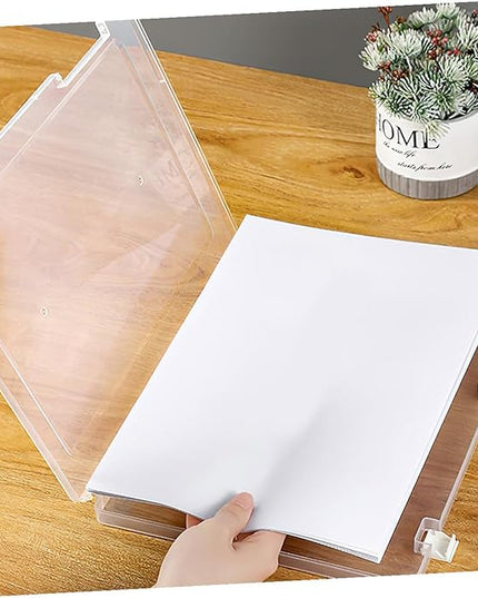 2pcs Clear Document File Boxes with Lid Stackable Transparent Desktop Storage Organizer for Office School Contract Invoice Receipt Filing PP Material Multipurpose Document Holder