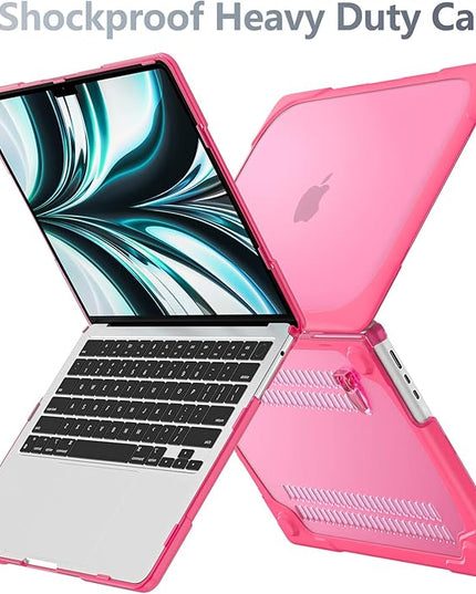 Batianda for New MacBook Air 13.6 inch Case 2025 M4 2024 2022 Release Model A3240 A2681(M2) A3113(M3), Heavy Duty Shockproof Protective Hard Shell with Fold Kickstand & Keyboard Cover, Pink