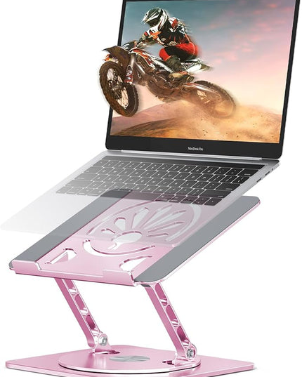 Adjustable Laptop Stand for Desk-360° Rotating Foldable Laptop Holder Ergonomic Laptop Riser for MacBook Pro/Air Dell HP Lenovo Notebook up to 16",Pink