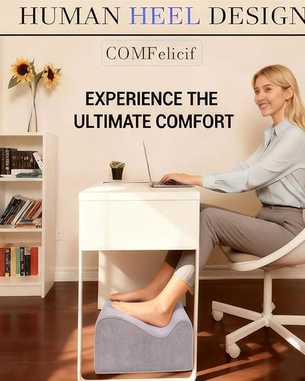 Foot Rest for Under Desk at Work, Ergonomic Under Desk Footrest with Washable Cover, Memory Foam Foot Stool for Office Chair & Gaming Chair, Back & Hip Pain Relief, Light Grey