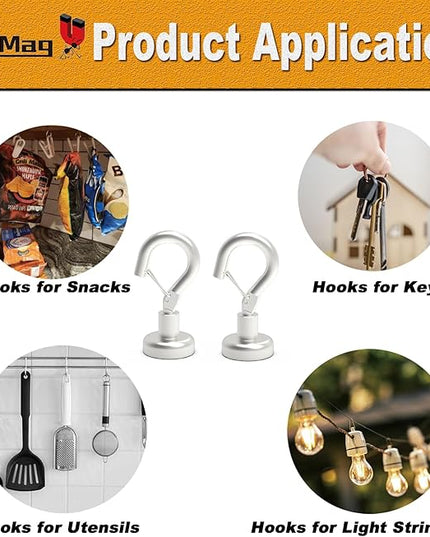 Ant Mag Magnetic Hooks Heavy Duty with Snap 22lbs Strong Magnet Hooks Great Hanging for Refrigerator, Cruise Cabin, Grill, Wreath,Kitchen,Office 10 Pack