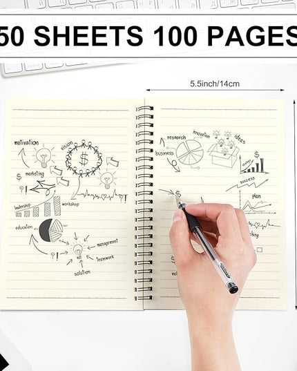 Yahenda Spiral Notebook Bulk A5 Journal Lined 8.3'' x 5.5'' Writing Composition Paper Small Notepad Subject Notebook for Students Office Business Back to School Supplies(Dark Gray,54 Pcs)