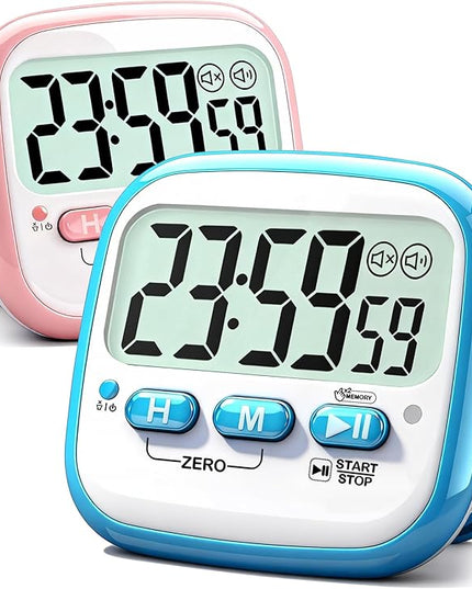 Antonki 2 Pack Classroom Timers for Kids Teachers, Magnetic Countdown Digital Kitchen Timer for Cooking, Study, Exercise, Games, Time Mangement - Loud/Silent Mode - Battery Included
