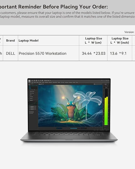 Smatree 15.6 inch Laptop Sleeve for DELL Precision 5570 Workstation, DELL Laptop Case with Accessory Pocket, YKK Zipper, Patented Shockproof Design (E617)