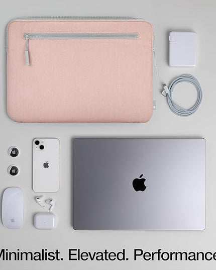 Incase Compact Laptop Sleeve with Woolenex - 14" MacBook/Laptop and iPad/Tablet Sleeve, Computer Case and Cover, Lightweight, Weather Resistant, with Slip Pocket for Accessories - Blush Pink