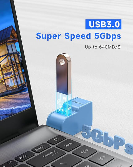 3 Ports USB 3.0 Adapter, USB Hub with 1 USB 3.0 and 2 USB 2.0 Port, Portable USB Port Splitter for Keyborad, Mobile Hard Disk, U Disk, Camera, Mouse,etc (Blue)
