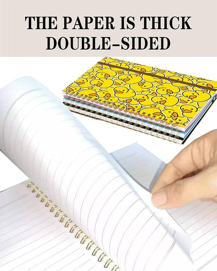 Spiral Journal Notebook, A5 Cute Notebooks for Women Men, College Ruled Hardcover Notebook for Work & Note Taking, 60 Pages Double-Wire Journals for Writing, Cute Yellow Ducks