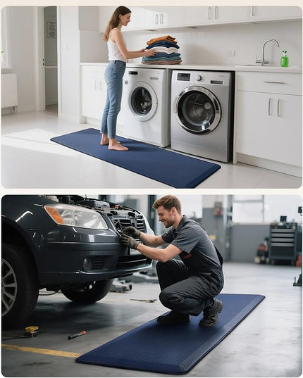 Ophanie Kitchen Mats for Floor, 3/4 Inch Thick Kitchen Rugs, 24'' x 70'' Anti Fatigue Standing Cushioned Mat, Waterproof,Comfort Ergonomic Mat for Office, Home, Sink, Blue Non-Slip Bottom