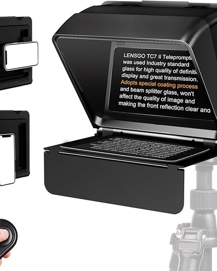LENSGO Teleprompter for iPhone ipad Smartphone,7.9’’ Mini Portable Prompter with Remote Control,APP Compatible with iOS/Android for YouTube, Zoom, Twitch, Online Teaching,Vlogger,Live Streaming