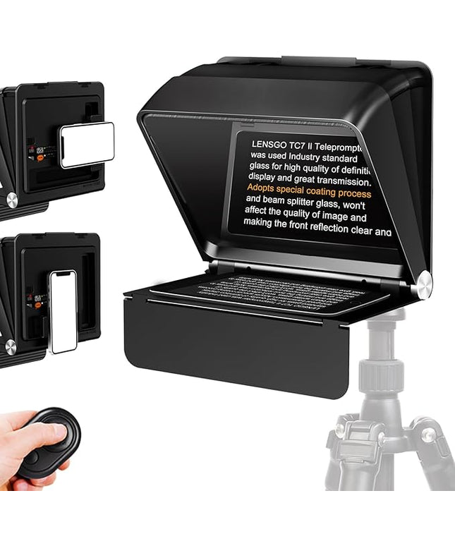 LENSGO Teleprompter for iPhone ipad Smartphone,7.9’’ Mini Portable Prompter with Remote Control,APP Compatible with iOS/Android for YouTube, Zoom, Twitch, Online Teaching,Vlogger,Live Streaming