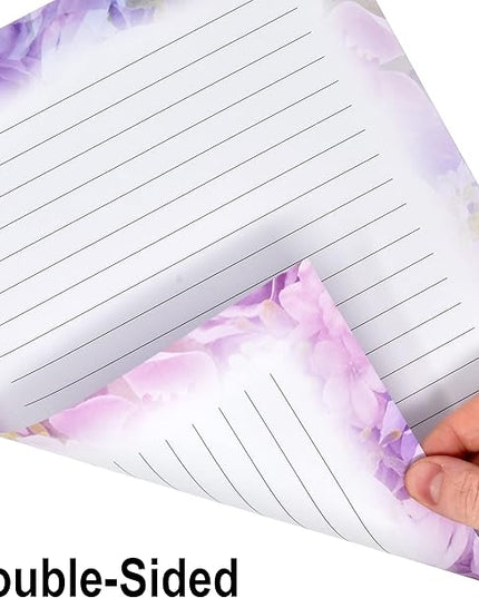 Gift Boutique 120 Pack Floral Lined Stationery Paper Letterhead Sheets, 8.5" X 11", 6 Flower Designs, Double Sided, Writing Printing Crafting Supplies