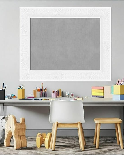 Amanti Art White Framed Magnetic Board 25x31 Medium Vision Board for use with Magnets, 100% Metal Sheet to Display Items as Office Decor or for Home Organization in mudroom, Kitchen or Kids Room