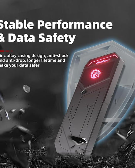 KingSpec Z5 512GB External SSD - 2100MB/s, Portable Solid State Hard Drives with RGB Light, Zinc Alloy Case, USB 3.2 Gen2x2 Interface, Compatible with Mobile Phone/PS4/Laptop/TV/PC (512GB)
