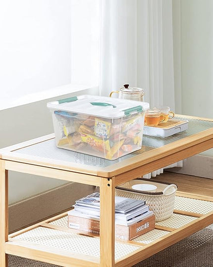 Gainhope 6 Packs 14 L Plastic Stackable Storage Bin Container Box with Latching Lid, Clear Organizer Bins with Handle