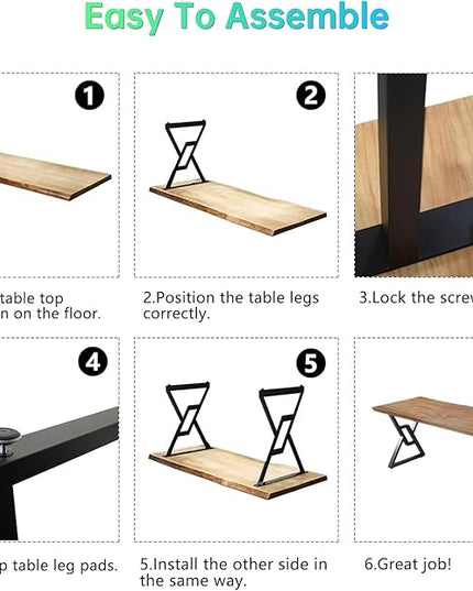 Solid Wood 55-inch Computer Desk - Large Office Desk for Home Office, Modern and Simple Design, Industrial Executive Work Table, Steady Home Office Bedroom Furniture for Study Reading Writing Dining