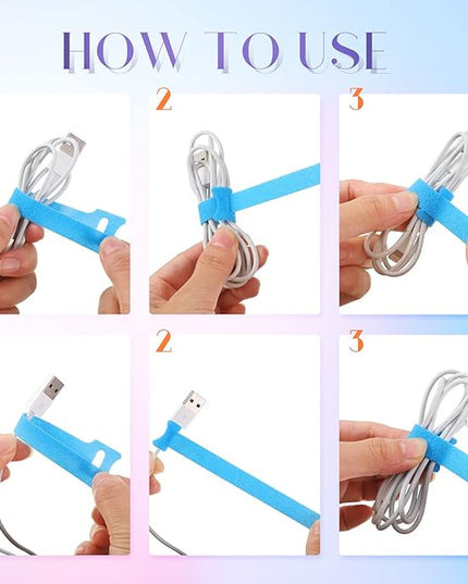 TaoBary 48 Pcs Cord Labels Electronics & Reusable Cable Ties for Charging Cords Organizer, 24 Labels Tags 24 Fastening Ties for Management Home Supplies Office Desk