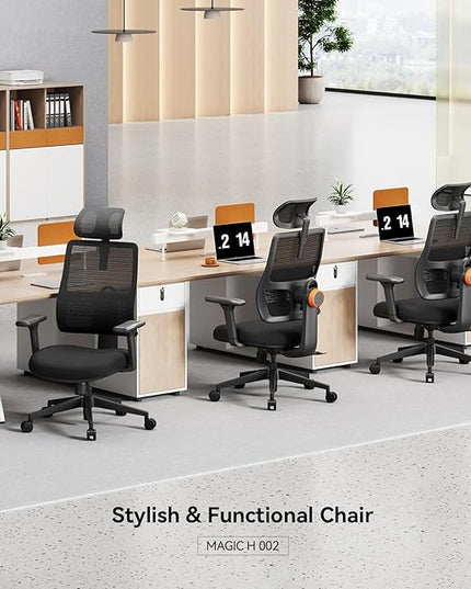 Newtral Ergonomic Office Chair with Adaptive Lumbar Support- High Back Desk Chair with Adjustable Headrest, 3D Armrest, Adjustable Seat Depth & Height, Home Office