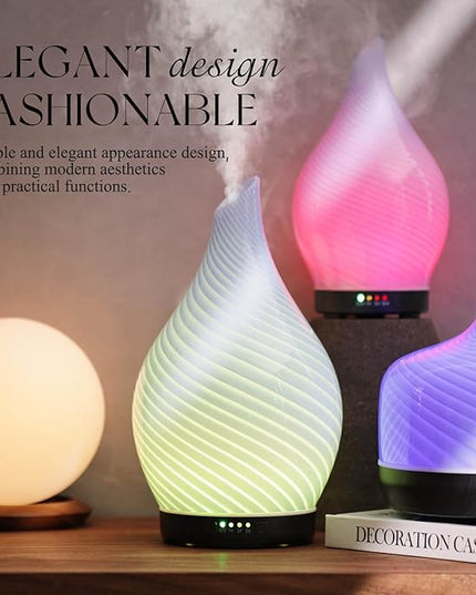 Porseme 280ml Essential Oil Diffuser Glass Color Changing Aroma Air Diffusers Aromatherapy Ultrasonic Cool Mist Humidifier 7 Running Hours Waterless Auto-Off for Sleeping, Yoga, Spa (Pure Purple)