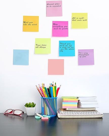 (24 Pack) Sticky Notes 3x3 in Post, 12 Bright Colors Sticky Note Self-Stick Notes Pads,Strong Adhesive, Easy to Post for Home, Office, Notebook