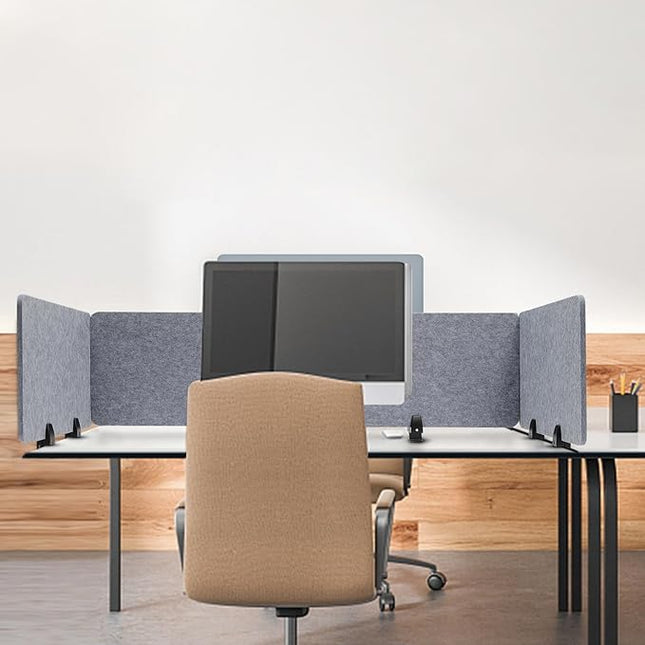 2 Pack Acoustic Desk Divider 59 x 16 Inch No Drilling Clamp-On Privacy Shields Panel Freestanding Desk Divider Desktop Sound Proof Dividers for Office Libraries School Student Desks