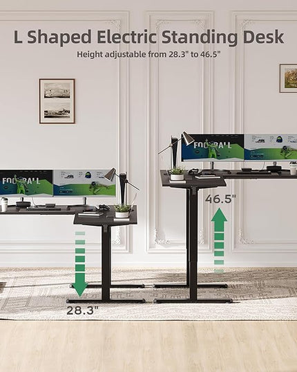 Claiks L Shaped Height Adjustable Electric Standing Desk with Dual Motors and Headphone Hook,59" Corner Sit Stand Desk with Memory Presets for Home Office & Gaming, Black