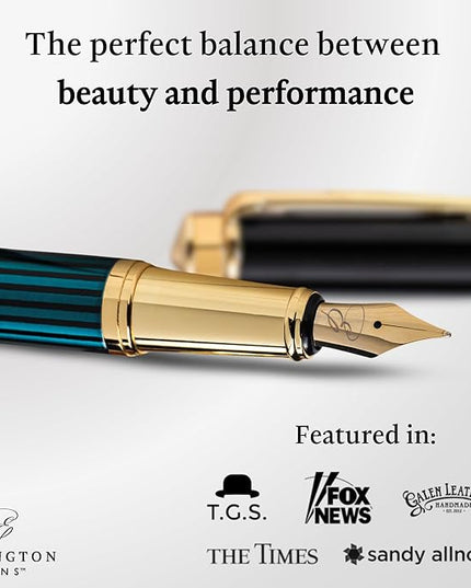 Ellington Pens Luxury Fountain Pen Set - Smooth Medium Nib - Includes 3 Ink Cartridges, Refillable Ink Converter, Gift Box -Fountain Pens For Writing, Calligraphy, Journaling, Sketching (Urban Hunter)