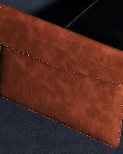 Leather Laptop Sleeve Compatible with MacBook Pro 16 Inch M4 M3 M2 M1 Pro/Max＆MacBook Air 15 Inch M4 M3 M2, Genuine Leather Protective Case Cover,Brown