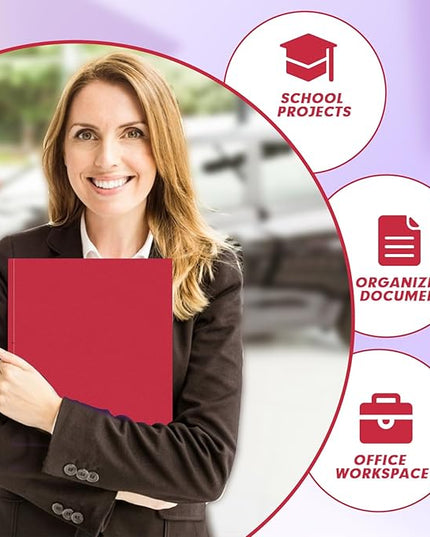 Two Pocket Folders, PANDRI 30 Pack Two Pocket Folders with Prongs, 3 Prong Folders Designed for Office and Classroom, Letter Size Red