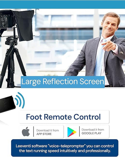 Teleprompter 5.0 12" Compatible with iPad, Tablet, Smartphone and DSLR Camera, Remote or App Control, Compatible with Android and iOS, Ideal for Video Recording, Aluminum Alloy