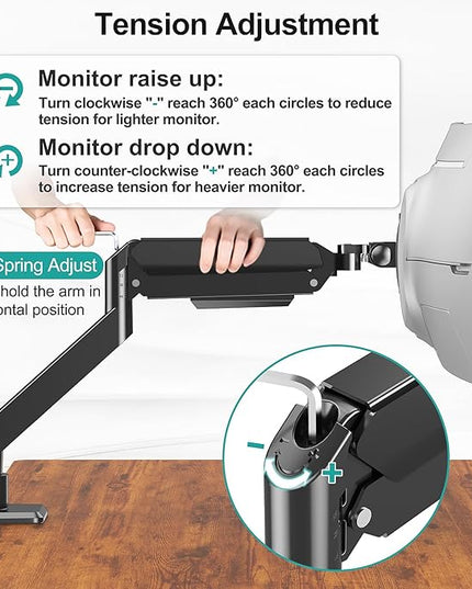 MOUNT PRO Heavy Duty Monitor Arm for 49 inch Ultrawide Screen up to 44 lbs, Single Desk Computer Mount Curved Monitor Stand for Samsung Odyssey G9, Adjustable Gas Spring VESA Mount 75x75 100x100