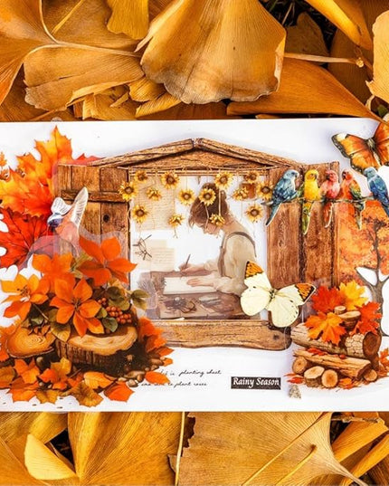 Nature Landscape Scrapbooking Sticker Set, 240 Pieces, 6 Themes Transparent PET Stickers for Journaling, Junk Journal Supplies, Planner, Collage, Bujo, Mixed Media, DIY Crafts Arts