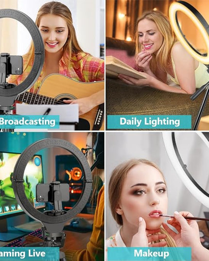 Sensyne 14" Ring Light with Tripod Stand, LED Circle Light with Phone Holder, for Photo Selfie, Video Recording, Zoom Meeting