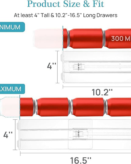 Vtopmart 4 Pack Drawer Dividers for Clothes, 4" High 10.2"-16.5" Adjustable Expandable Dresser Drawer Organizer, Clear Plastic Separators for Dresser, Baby Clothing, Underwear, Cosmetic, Toiletries