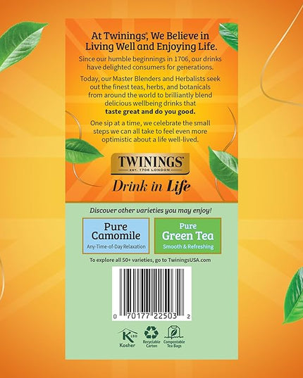 Twinings Pure Peppermint Herbal Tea Individually Wrapped Bags, 50 Count (Pack of 6), Fresh Minty Flavour, Naturally Caffeine-Free, Enjoy Hot or Iced, 300 Teabags