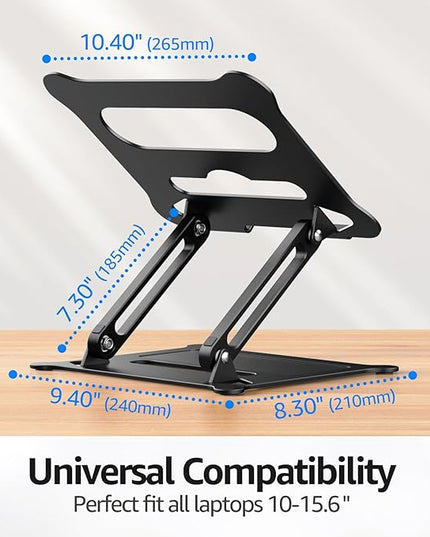 Urmust Laptop Notebook Stand Holder Adjustable Laptop Stand Portable Computer Riser Compatible with MacBook Air Pro HP Dell XPS Lenovo All Laptops 10-15.6"(Black)