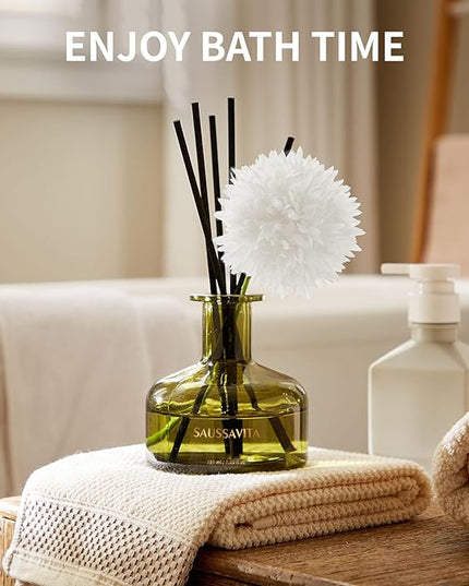 Flower Reed Diffusers Set, 7.10 oz Cedar Scented Diffuser with 7 Sticks, Long Lasting Home Fragrance for 120 Days, Perfect for Bathroom, Shelf Decor, Air Fresheners