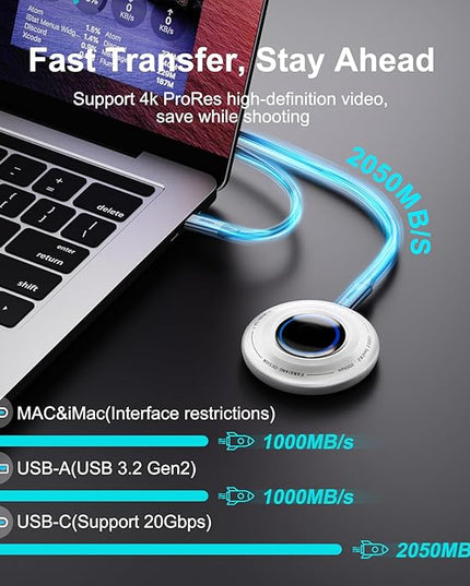 FP108 1TB Magnetic Portable SSD, External Solid State Drives with PD-100W and 2050MB/s USB-C 3.2 Gen 2x2, Play While Charging, Compatible with iPhone 16/15 Pro Max, Android, PC, Mac, Switch Lite